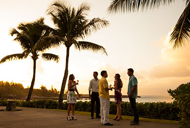 Networking with sponsors at a beachfront location to create new partnerships and build new relationships. 